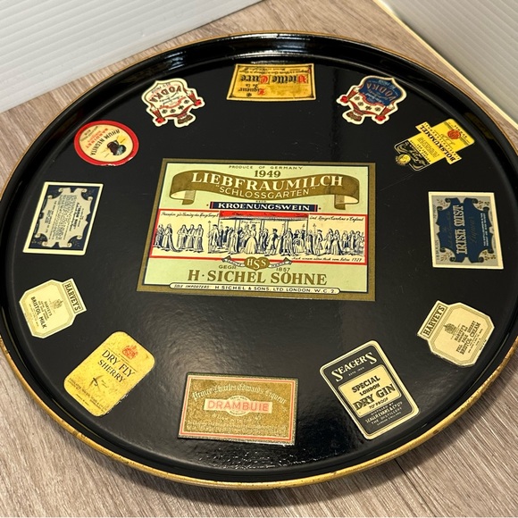 VTG Black Lacquer Drink Tray + Four BEAULIEU glasses by Cristal D’Arques Durand - Picture 11 of 16